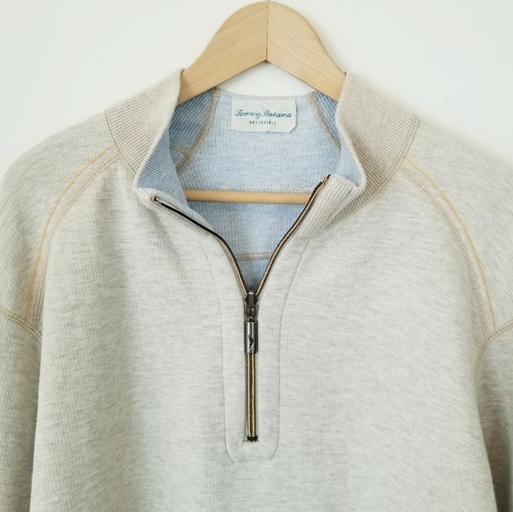 Tommy Bahama Men's Reversible Flipsider Quarter Zip Sweatshirt Pullover Lyocel - Picture 3 of 12
